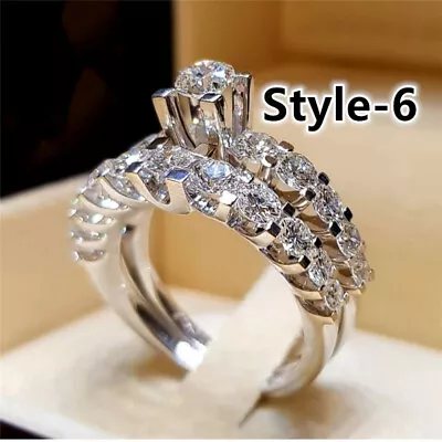 Cubic Zircon Women Ring 925 Silver Filled Ring Pretty Wedding Jewelry Sz 5-12 • $2.13