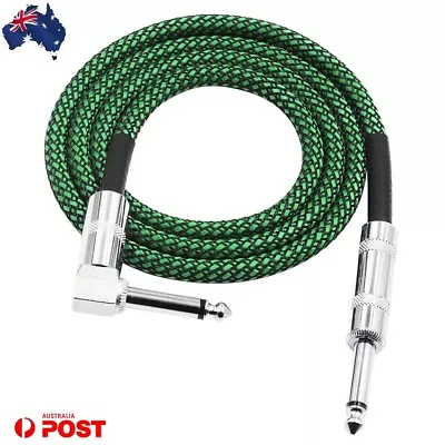 $13.95 • Buy 3M Guitar Lead 1 Right Angle Jack Noiseless Braided Tweed Instrument Cable