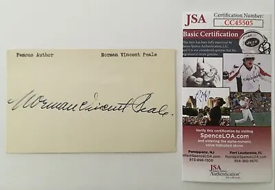 Norman Vincent Peale Signed Autographed 3x5 Card JSA Certified Positive Thinking • $79.99