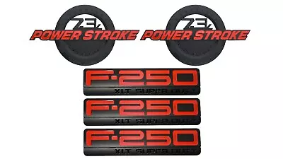 5x 7.3L Power Stroke F250 XLT SuperDuty Emblems Door Fender Badge Red • $59.99