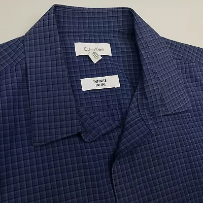 Calvin Klein Shirt Check MEDIUM Regular Fit Blue Mens Long Sleeve Check • £15.99