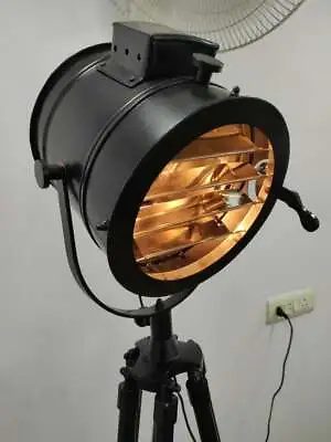 Stealth Black Matte Finish Industrial Design Vintage Tripod Floor Lamp Decor  • $242.25