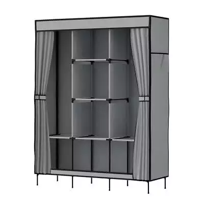 Artiss Clothes Wardrobe Closet Storage Large Portable Organiser With Shelf Grey • $47.99