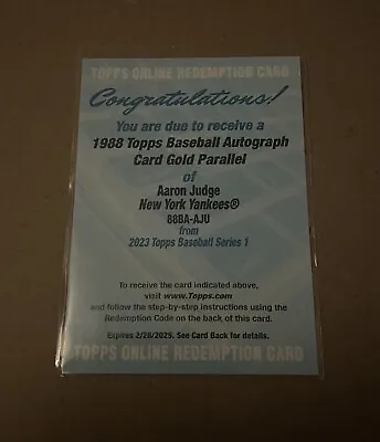 Aaron Judge /50 Gold 2023 Topps Baseball Series 1 1988 Edition Auto Redemption • £500