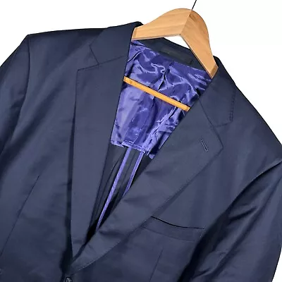 NWT Mens 48L J Hilburn 100% Wool Sport Coat Navy Blue Surgeon Cuff Big & Tall • $75.99