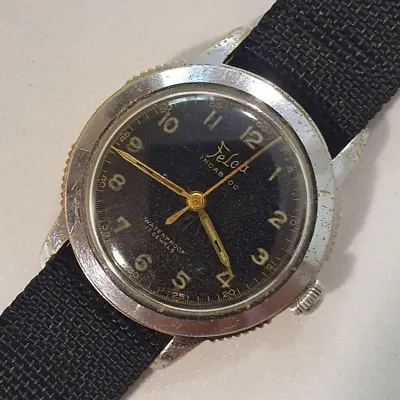 Men's Watch Military' Felca 'Swiss Vintage Black Dial Rare ' Mod.a '17Jewels 55 • $228.34