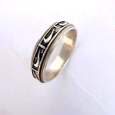 Beautiful Vintage Spinner Ring Sterling Silver 925 Jewelry Men Handmade Engraved • $80