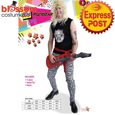 CA2882 Mens Rock Superstar 1980s Celebrity Punk Pop Icon Fancy Dress Up Costume • £22.04