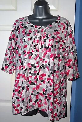 ✿Ladies DASH Pink Mix Stretch Floral Print Jersey  Top Size 14✿ • £5.99