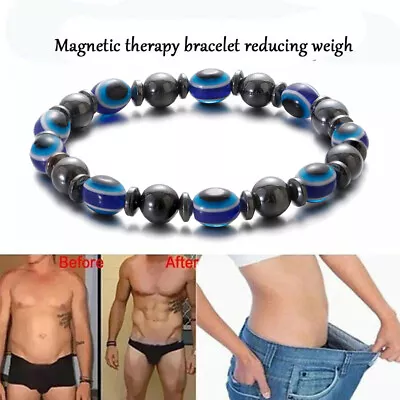 £3.48 • Buy Magnetic Evil Eye Hematite Bracelet Healing Slimming Weight Loss Pain Relief