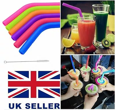 Reusable Straws N Cleaners Drinking Party Milkshake Smoothie Save Env -  Silicon • £0.99