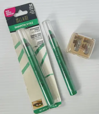 New (2) MILANI SHADOW EYEZ Eyeshadow Pencil #04 Green Safari + BONUS Sharpener • $29.99