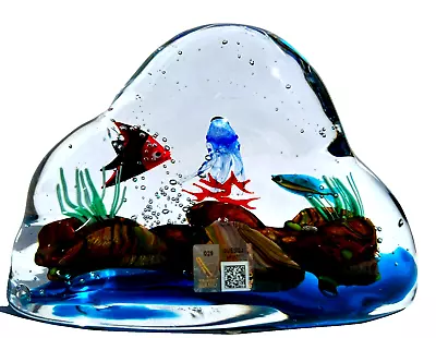 Murano Glass Aquarium Colorful Bold Colored Fish Reef Coral By Faiança Ideal  • $535