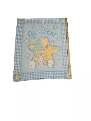 Vintage Precious Moments Baby Crib Blanket Quilted All Star Blue Baseball Sports • $29.90