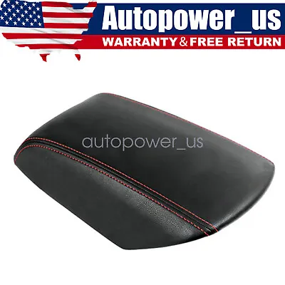 $14.35 • Buy For 2011-18 Ford Explorer Black Leather Console Lid Armrest Cover Red Stitch
