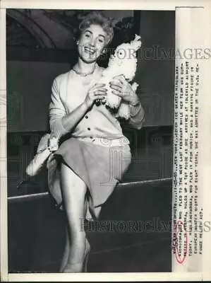 1955 Press Photo Miroslava Nachodska Czech Ice Skater Arrives Idlewild Airport • $19.99