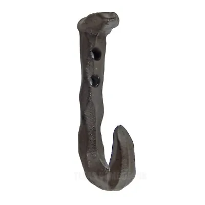 Bent Railroad Spike Wall Hook Cast Iron Hammer Forged Industrial Coat Hanger • $10.95