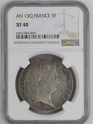 France Napoleon 5 Francs An 13q - Ngc Xf 40 • $435.68