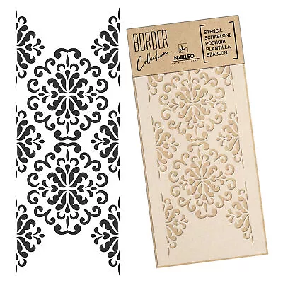 BORDER Reusable PLASTIC Wall STENCIL Template 21x45 Or 45x95 DAMASK ORNAMENT #4 • £16.80