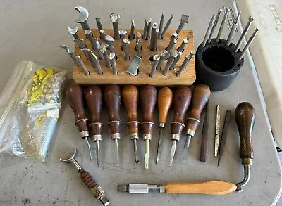 Vintage Leather Working Tools Craftool Osborne 60 Pieces Quality Hand Carving • $179.99