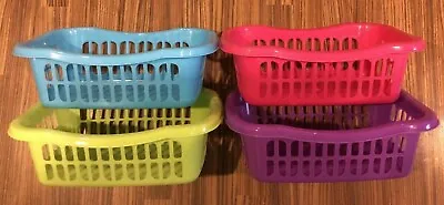 £5.49 • Buy 4 X Small Size Tidy Organise Storage Baskets Plastic 4 Colours 24 X 16.5 X 8 Cm 