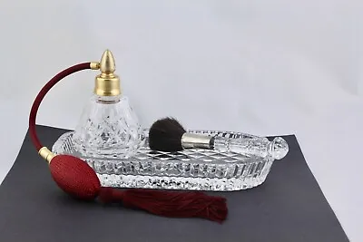 Waterford Crystal Vanity Set Makeup Brush Tray Perfume Atomizer • $190