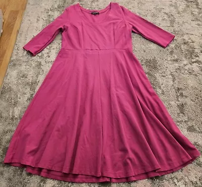 BOUTIQUE By JAEGER  3/4 Sleeve Stretch Skater Dress Size XL Pink • £22.99