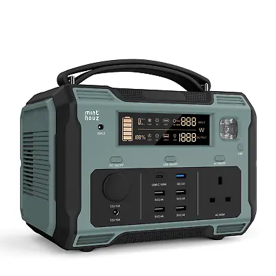 Portable Power Station 500W Solar Generator(Peak 1000W) Outdoor Camping Home • £209.99