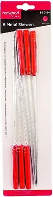 6pcs 11  Inch BBQ Chrome Skewers Metal Barbecue Kebab Sticks Food Grill Cooking • £3.85