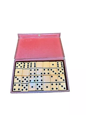 Vintage Bakelite Crisloid Top Grade Double Six Set Of Dominoes In Original Box • $50