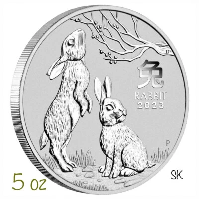 $265 • Buy 2023 Lunar Rabbit 5 Oz Silver Coin