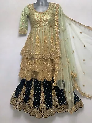 £199 • Buy Asian Wedding Bridal Dress Lengha Walima Indian Pakistani GreenMint Gold Mehndi