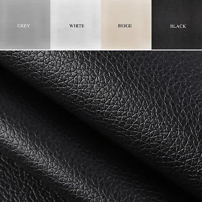 1M 2M Faux Leather Fabric Soft Material Grained Waterproof Leatherette Upholster • £9.99