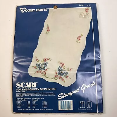 Vogart Crafts Table Scarf For Embroidery Or Painting Stamped Butterflies Vintage • $10.50