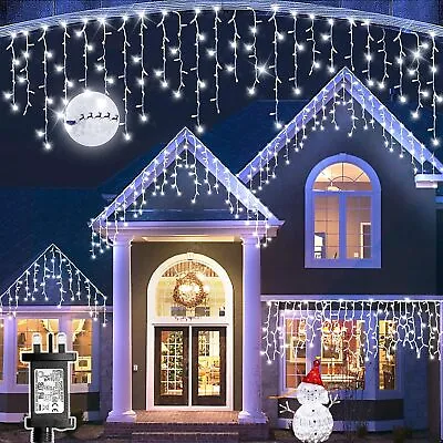 400 LED 12 Meter Christmas Icicle Lights Bright LED Snowing XMAS Icicle Light UK • £9.99