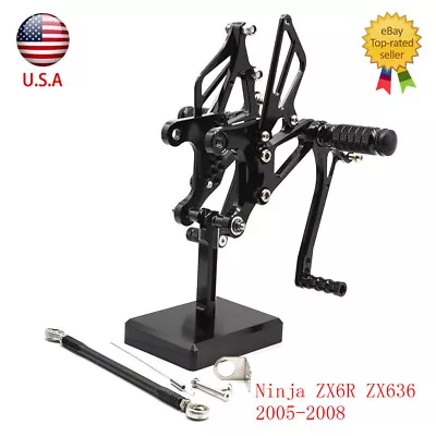 For Ninja ZX6R ZX636 2005-2008 CNC Rearset Footrest Footpegs GP Pedals Foot Pegs • $109.99