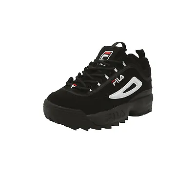 FILA Disruptor II Black White Nubuck Junior Youths Big Girls Shoes • $45