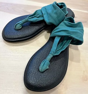 Sanuk Yoga Mat Sling Flip Flop Thong Sandals Women’s Size 7 Teal Green • $5