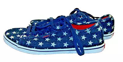 Vans Blue Ferris Lo Pro Skate Shoes Denim With Gray Stars Tied Sneakers Size 9.5 • $18.99