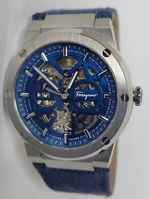 Ferragamo F-80 Men's Automatic Skeleton Watch Swiss Made Blue 41mm • $809.10