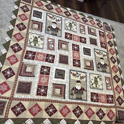 Vintage Style Handmade Santa Christmas Quilt Patchwork Wall Hanging Southern • $247