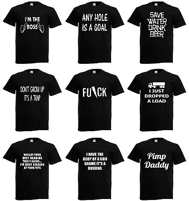 Mens Funny T-Shirt Slogan Ladies Rude Joke Tees Offensive Sarcastic T-Shirts 1 • £11.99