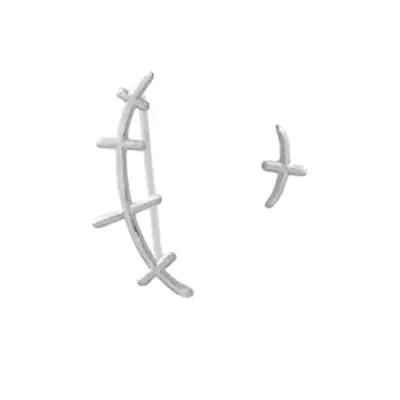 Sterling Silver Asymmetrical Wavy Vine Line Thorn Cross Climber Crawler Earrings • $12.17