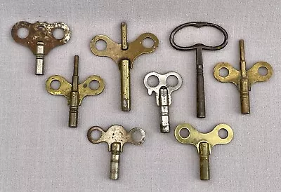 Lot Of 8 Antique Clock Keys - Steel & Brass - 19th & 20th Century • $24.99