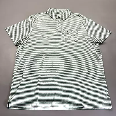 Vineyard Vines Edgartown Polo Short Sleeve Shirt Green White Stripe Men's 2XL • $0.99