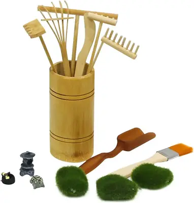 Mini Zen Garden Rake Tool - Tabletop Meditation Rock Sand Garden Kits With Moss  • $24.47