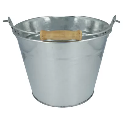 Galvanised Steel Metal Bucket With Wooden Handle. Multi Purpose 5L • £7.10