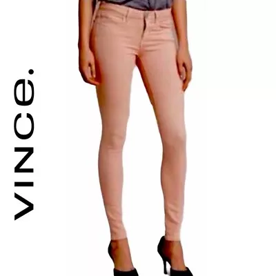 VINCE Dylan Ankle Skinny Jeans Coral Peach Stretch Mid Rise Women's Size 25 • $18.99