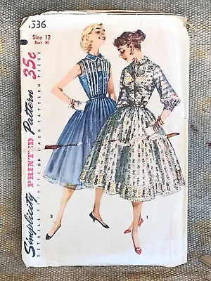 Vintage Simplicity Printed Pattern-jr. Misses’ & Misses’ 1 Piece Dress-1536 • $4