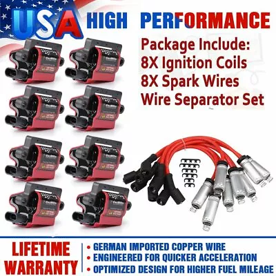 8 Square LS3 Ignition Coil Pack & Spark Plug Wire For Chevy GMC 4.8/5.3/6.0/8.1L • $138.99